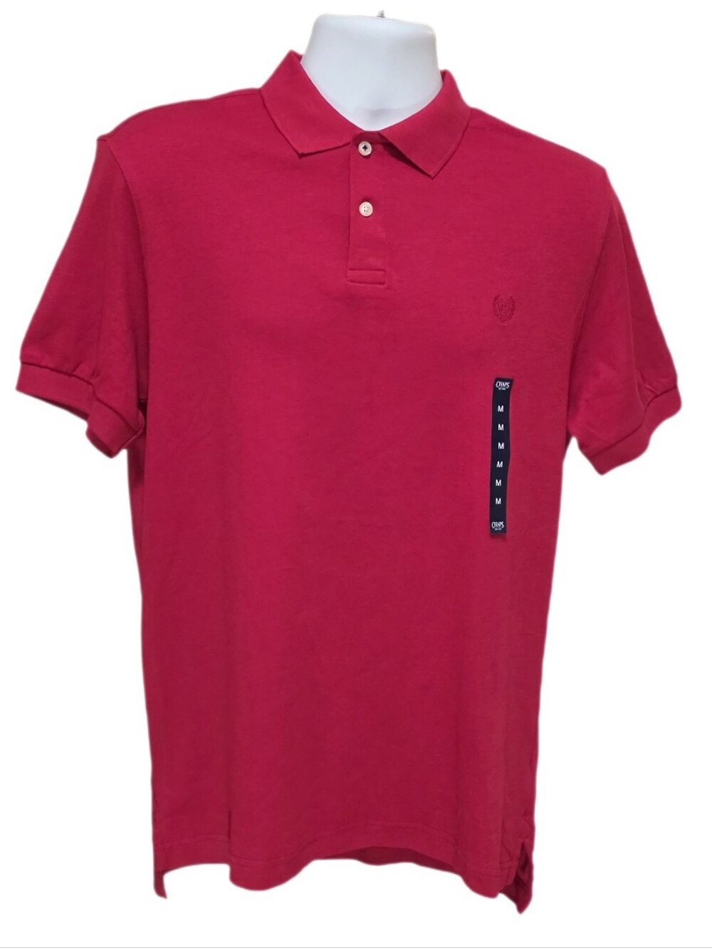 Chaps Men's Short Sleeve Knit Polo Shirt Custom Fit Stretch 100% Cotton Red M